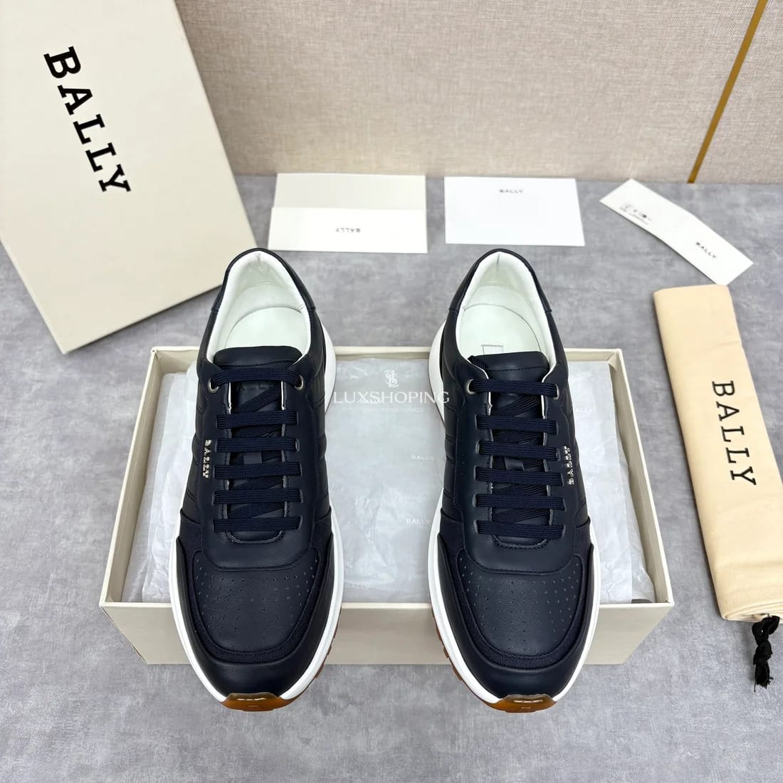 Кроссовки Bally мужские синие с белой подошвой - фото 2