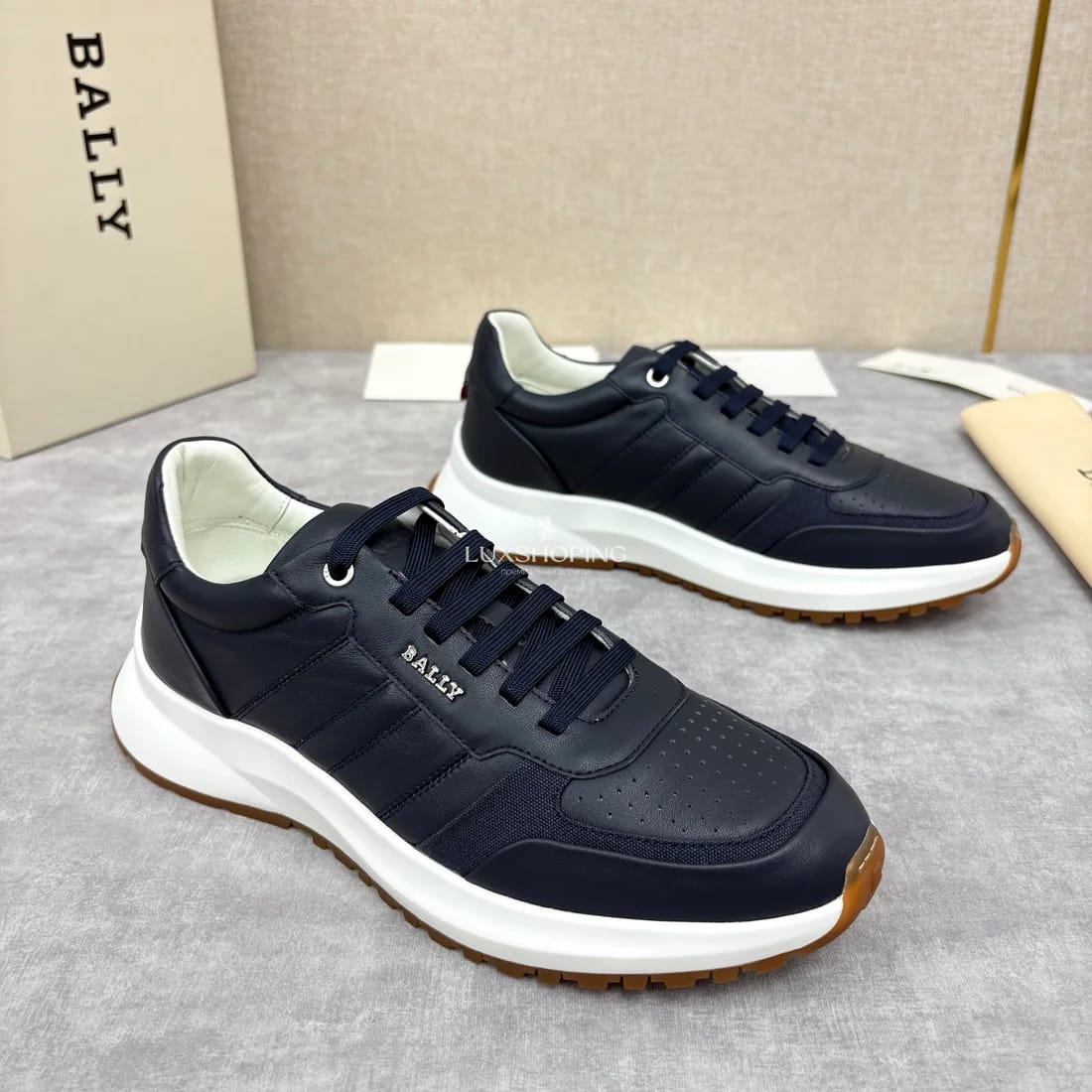 Кроссовки Bally мужские синие с белой подошвой - фото 4