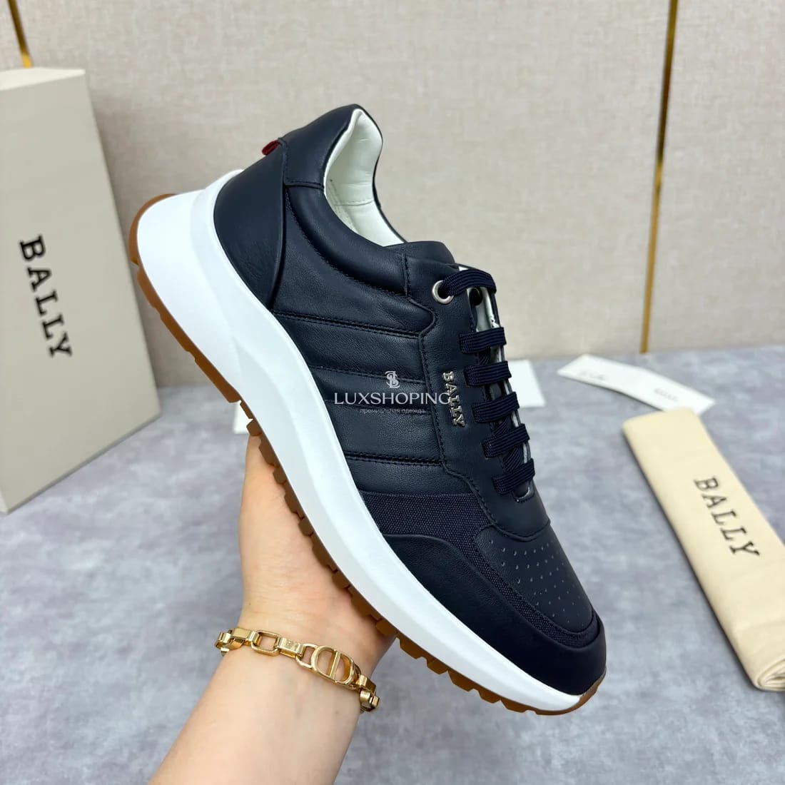 Кроссовки Bally мужские синие с белой подошвой - фото 8