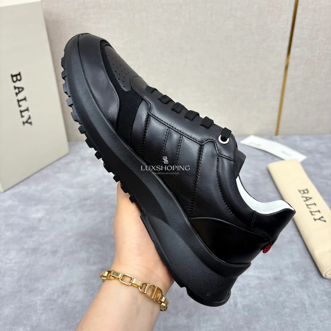 Кроссовки Bally мужские черные с черной подошвой - фото 10