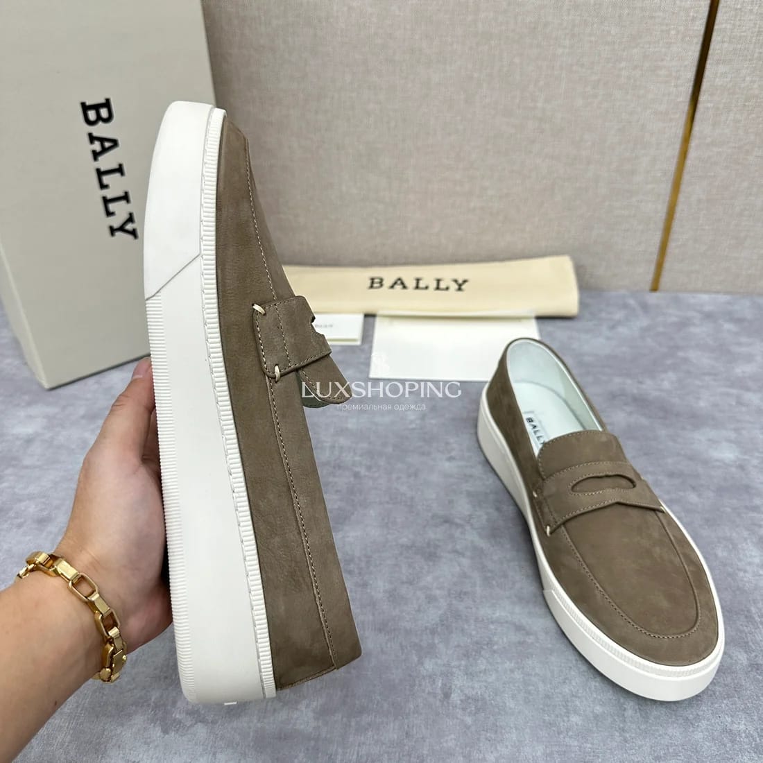 Слипоны Bally мужские бежевые - фото 7