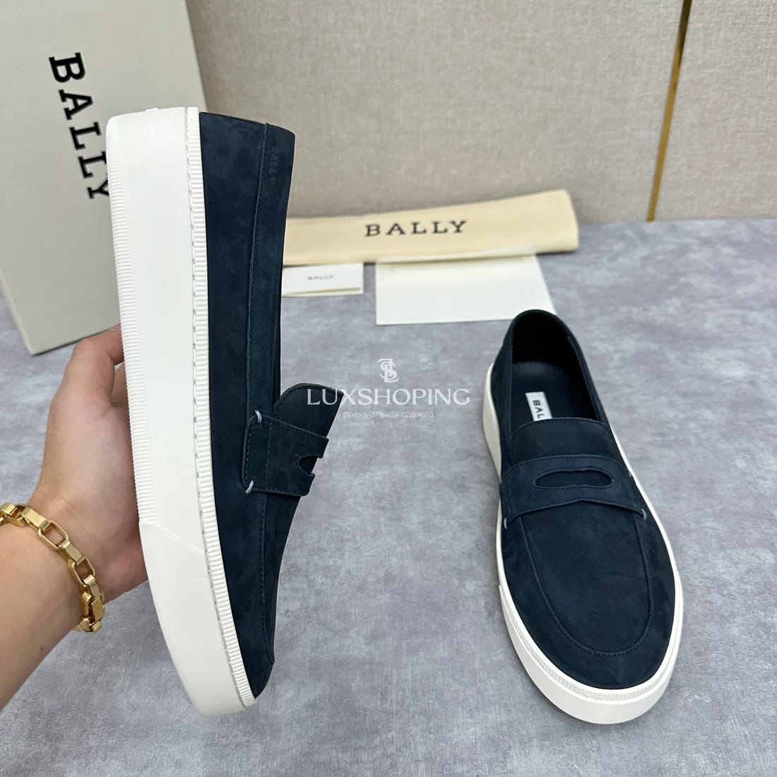 Слипоны Bally мужские синие - фото 5