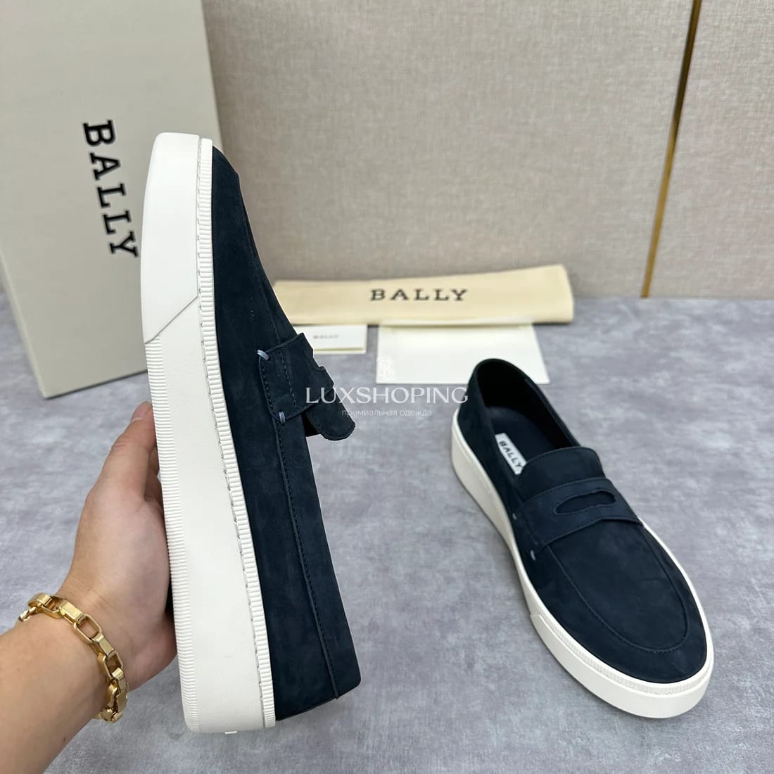 Слипоны Bally мужские синие - фото 7