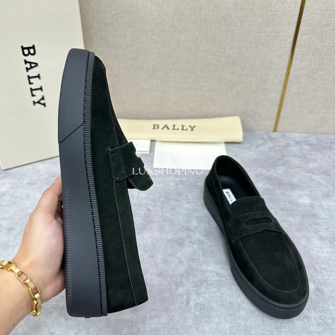 Слипоны Bally мужские черные на черной подошве - фото 7