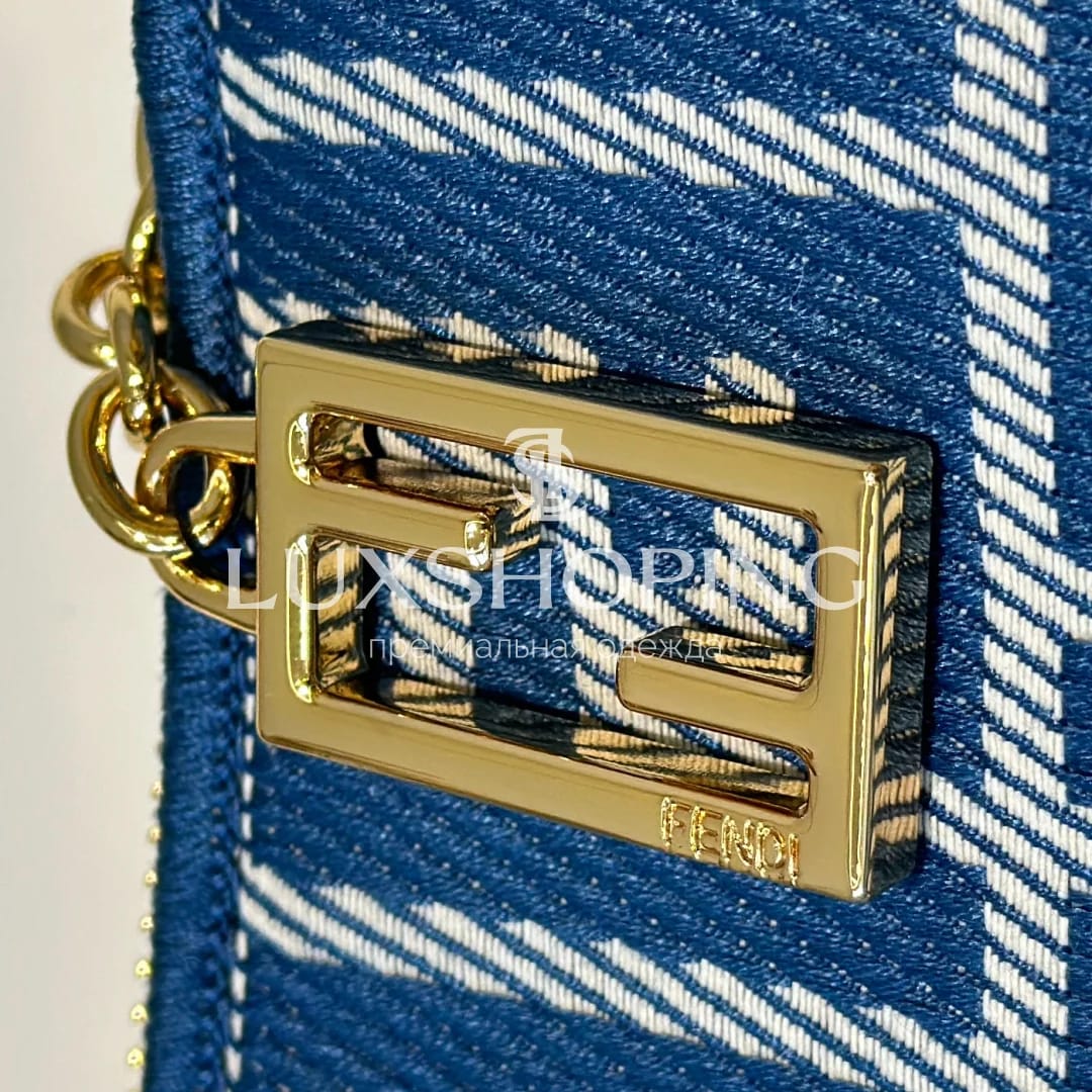 Сумка Fendi Baguette синяя 20×3×12 см - фото 6