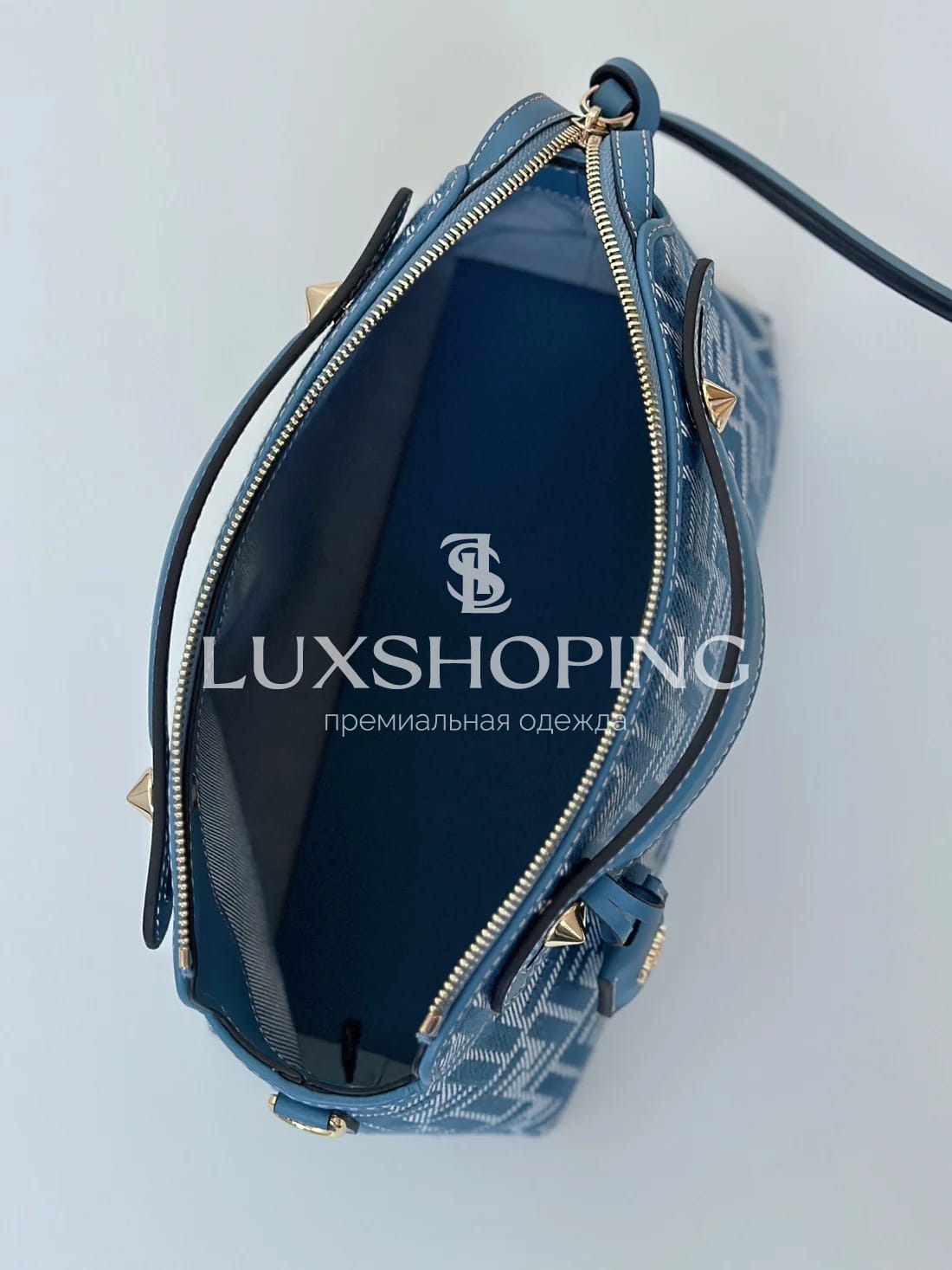 Сумка Fendi Boston синяя 28×12×18 см - фото 10