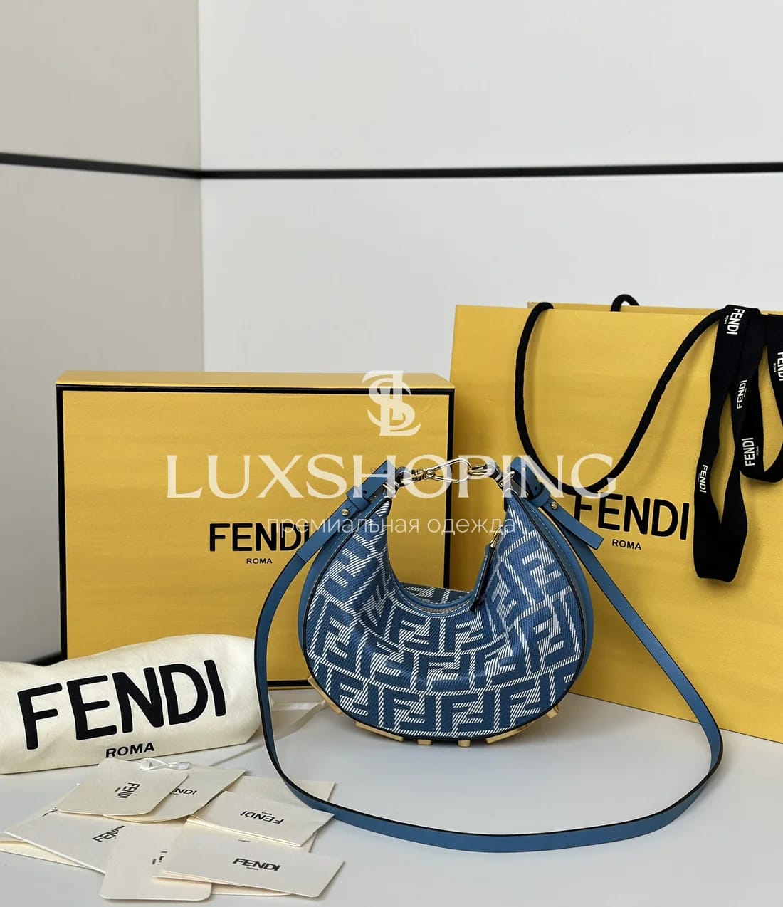 Сумка Fendi Fendigraphy синяя 20×7×13 см - фото 2