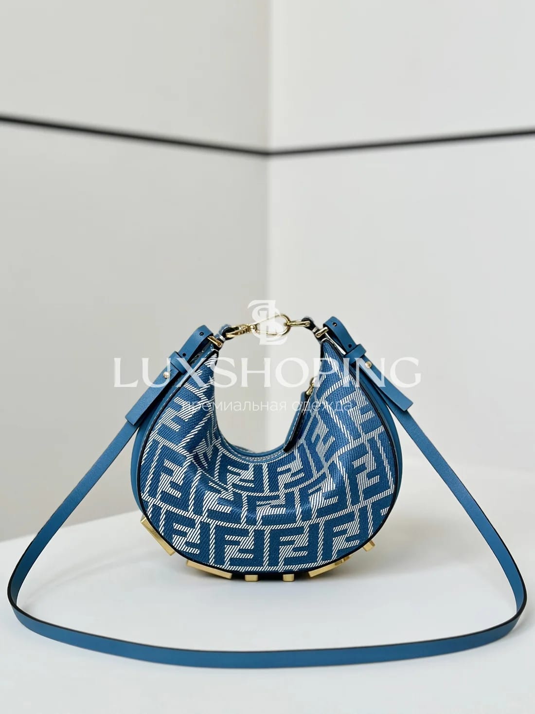 Сумка Fendi Fendigraphy синяя 20×7×13 см - фото 3