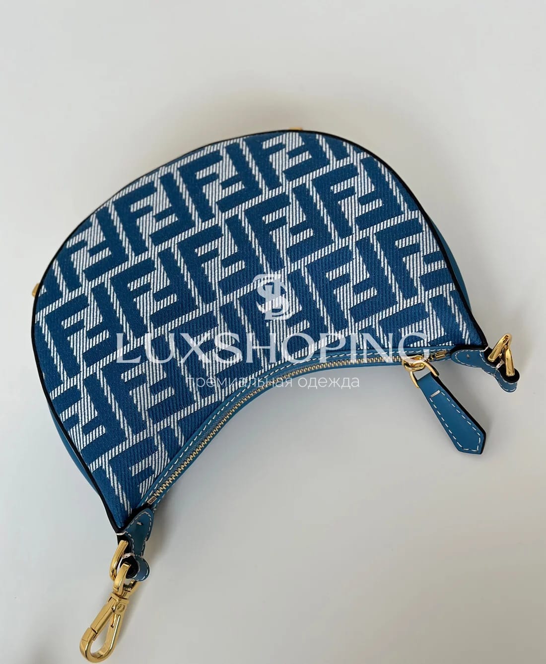 Сумка Fendi Fendigraphy синяя 20×7×13 см - фото 6