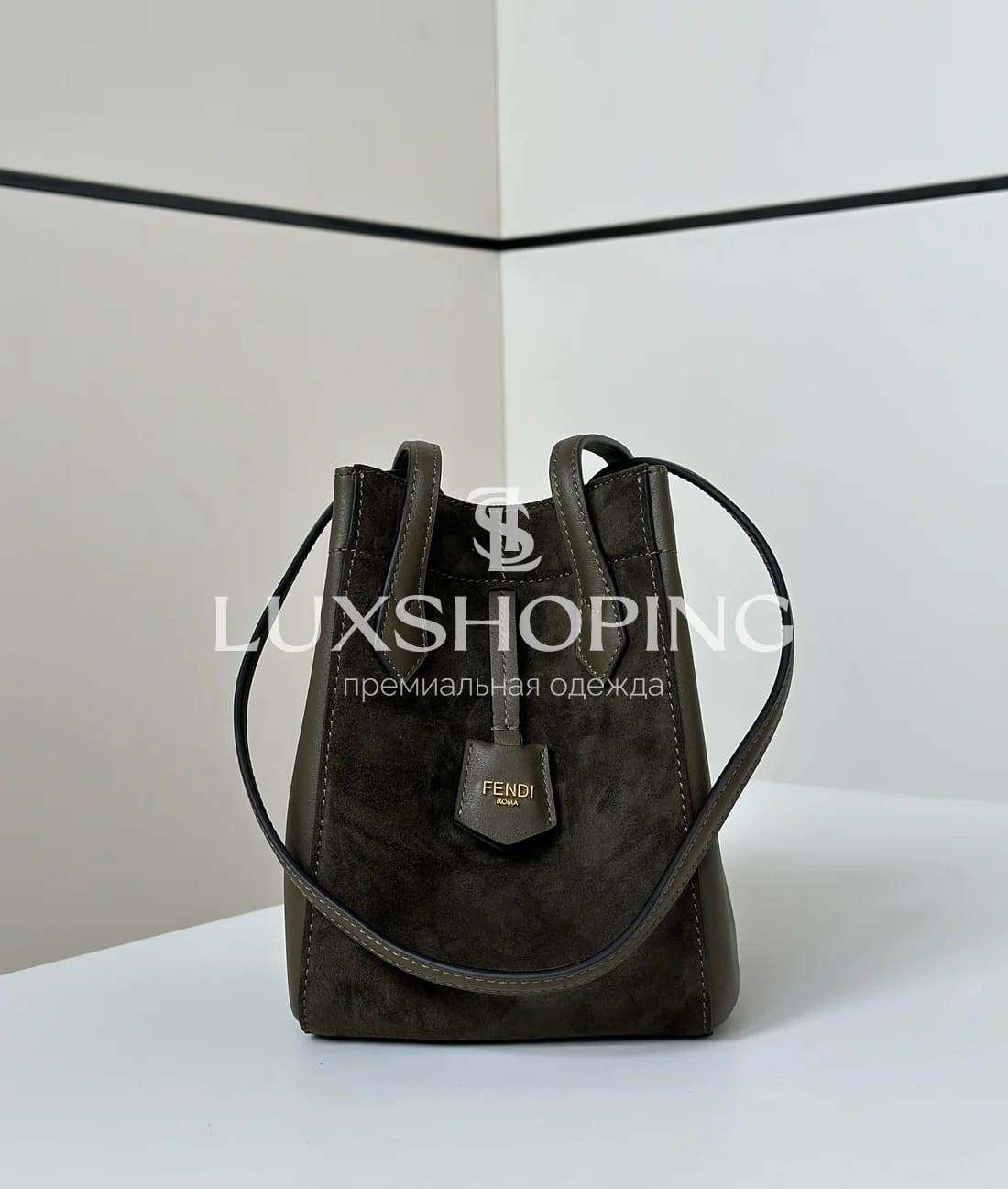 Сумка Fendi Origami зелёная 15×15×19 см - фото 4