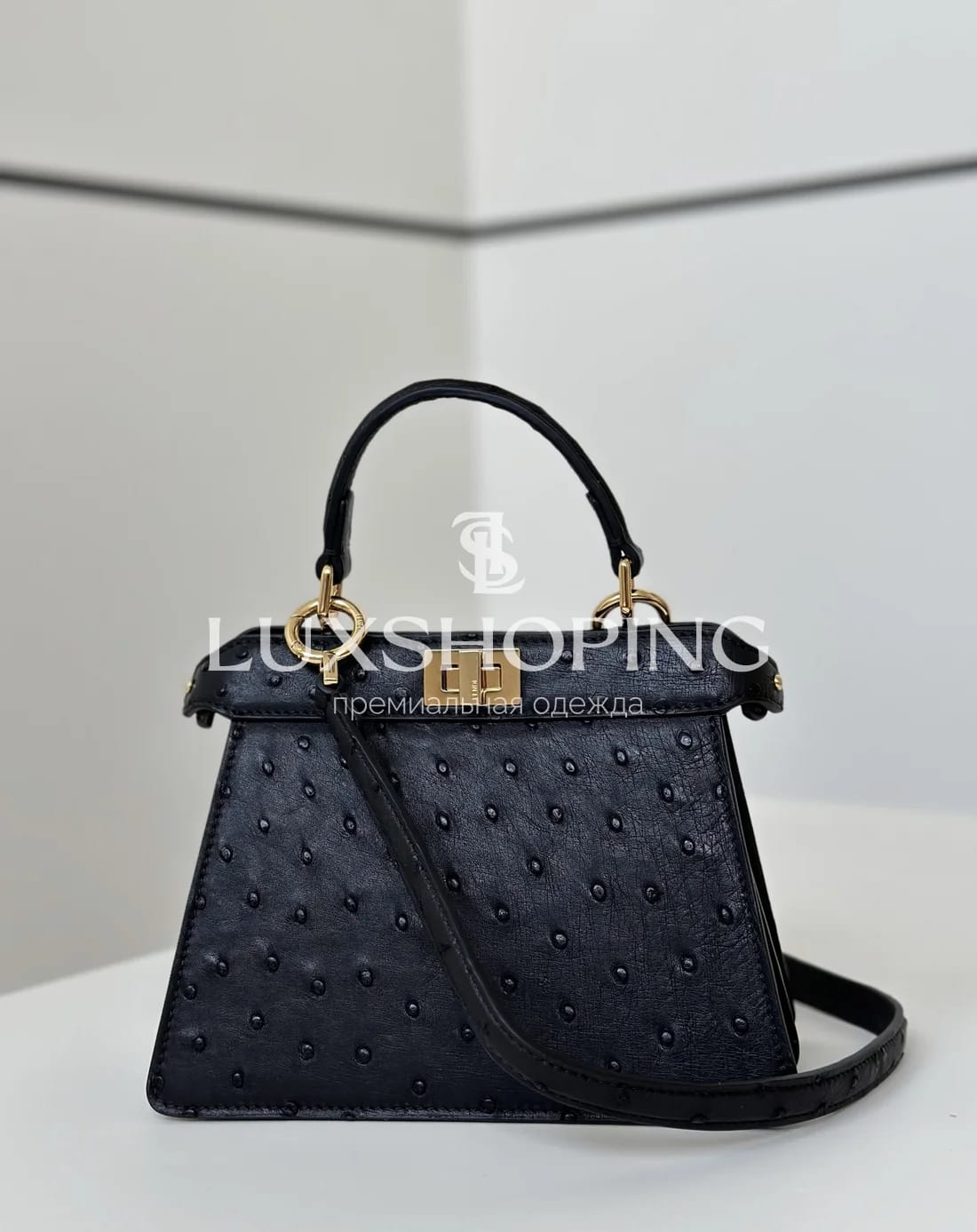 Fendi Peekaboo ISeeU Petite черная 20×11×15 см - фото 2
