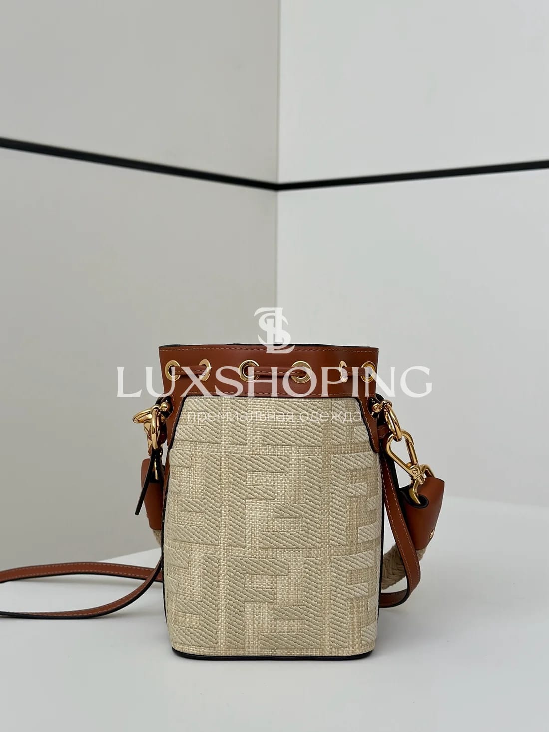 Сумка Fendi мини-ведерко песочная 12×18×10 см - фото 4