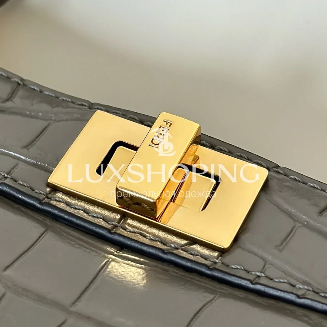 Сумка Fendi Peekaboo ISeeU Petite серая 20×15×10 см - фото 6