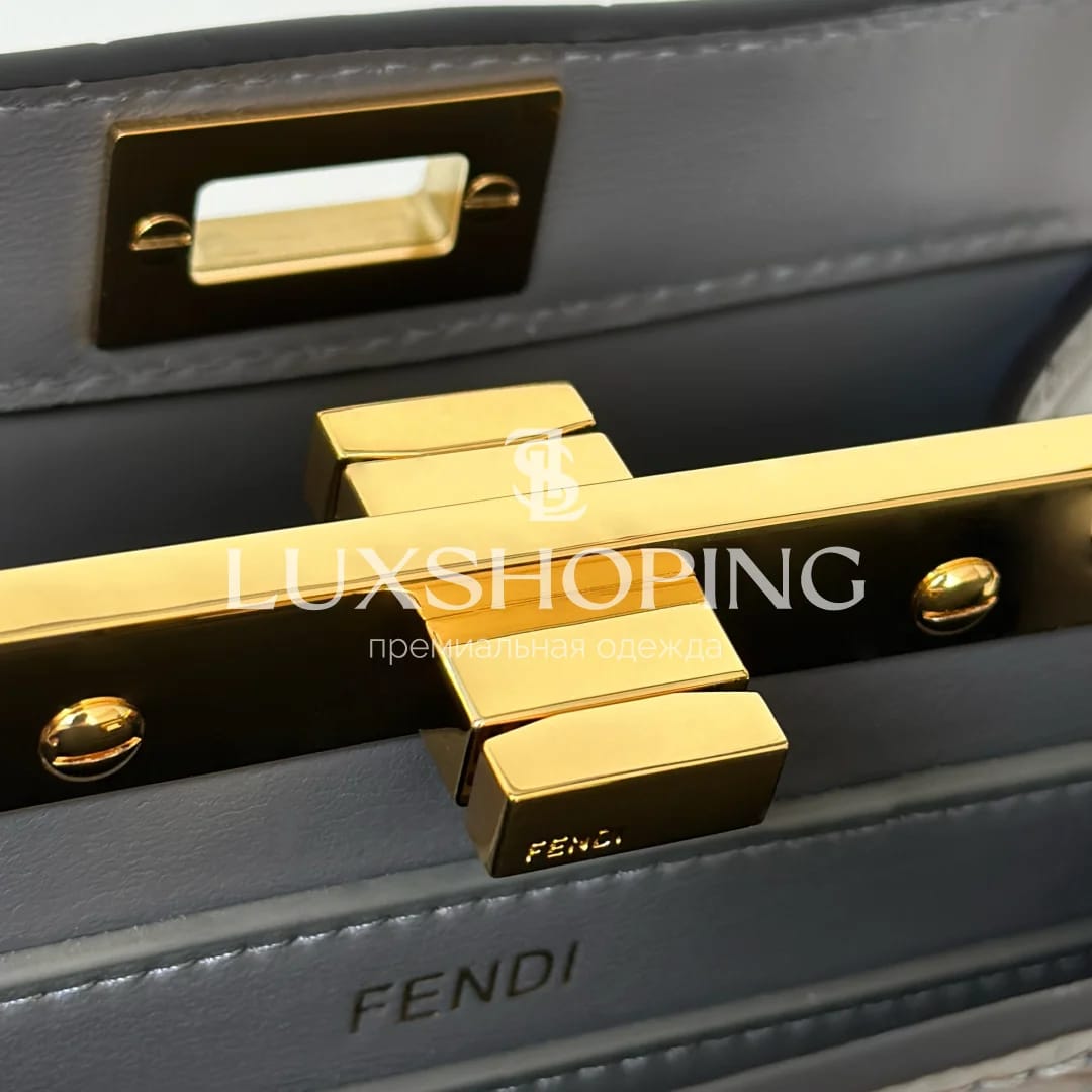 Сумка Fendi Peekaboo ISeeU Petite серая 20×15×10 см - фото 7