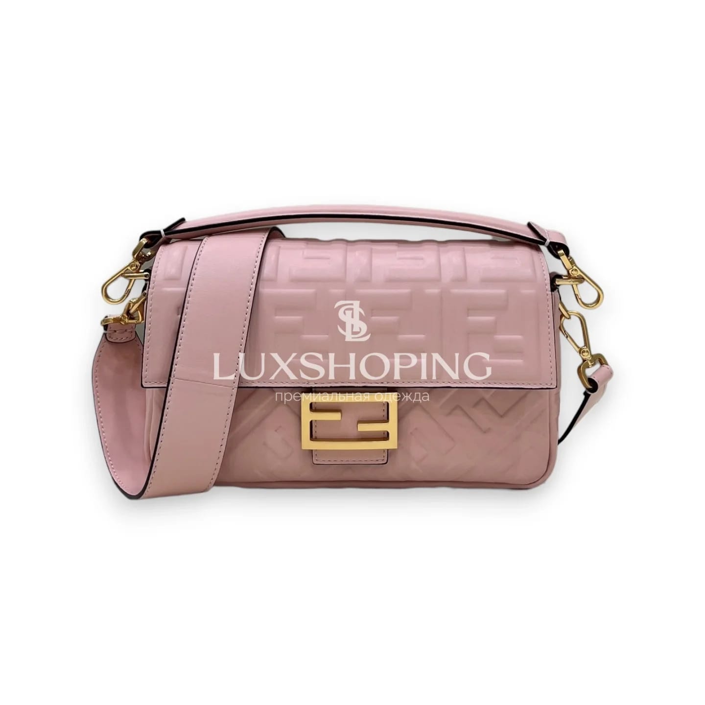 Сумка Fendi Baguette розовая 26×15×5 см