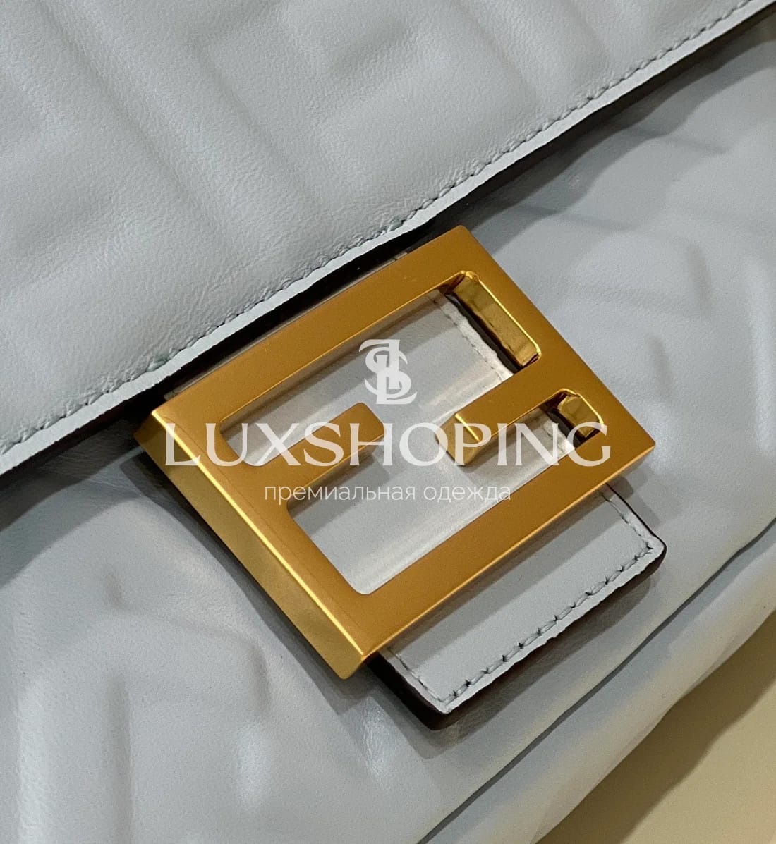 Сумка Fendi Baguette голубая 26×15×5 см - фото 6
