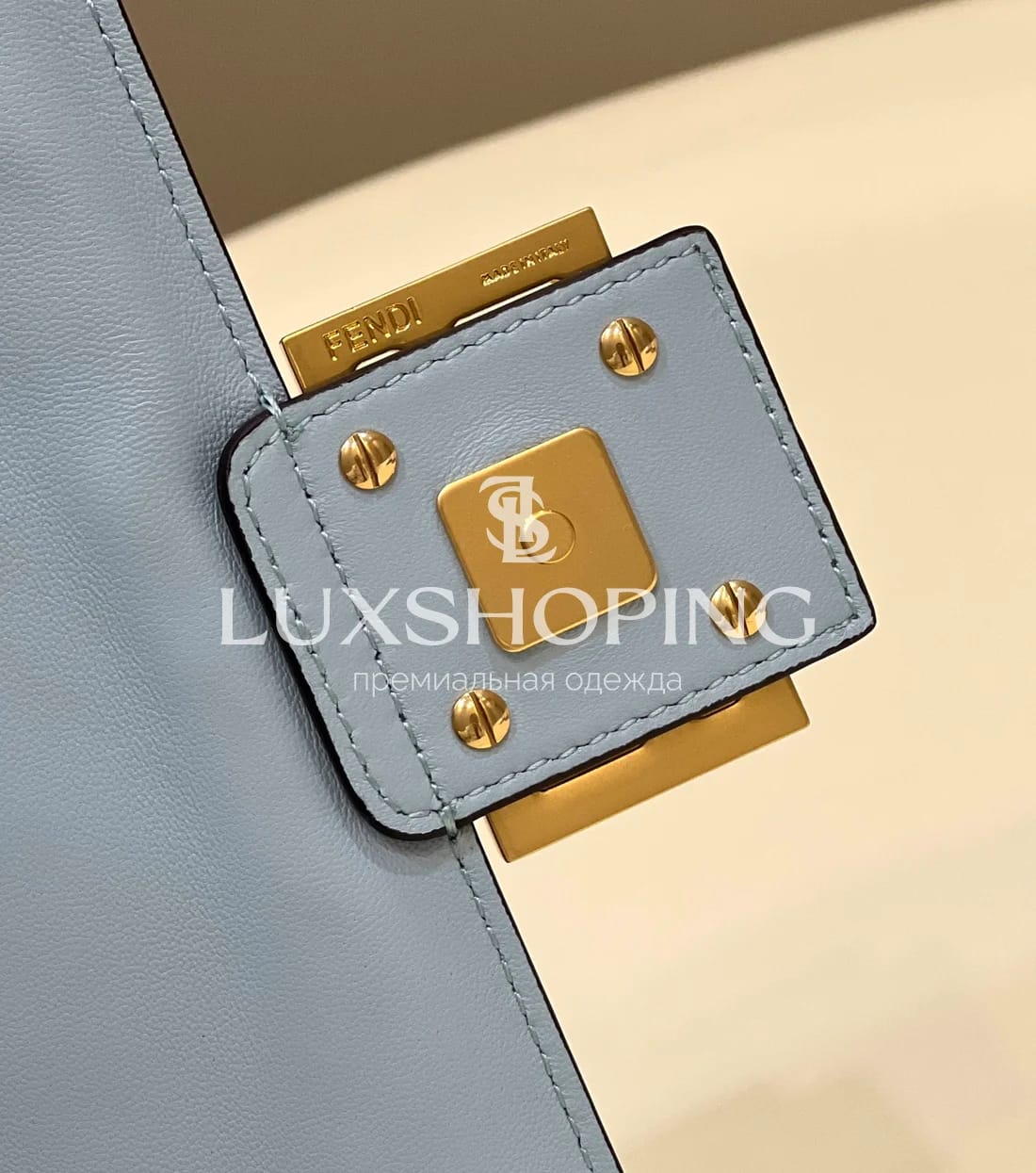 Сумка Fendi Baguette голубая 26×15×5 см - фото 7