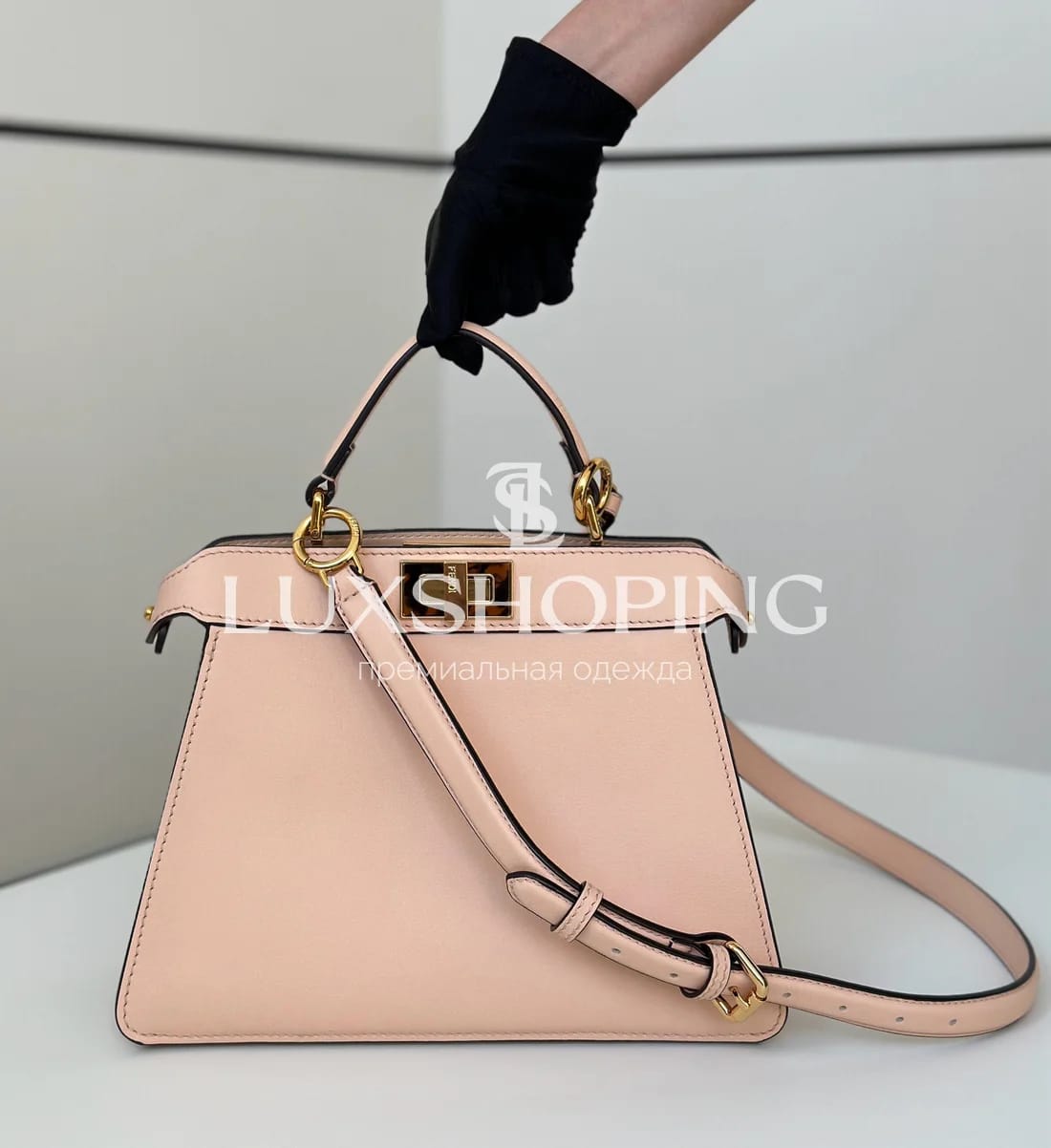 Сумка Fendi Peekaboo ISeeU 27×20×11 см розовая - фото 3