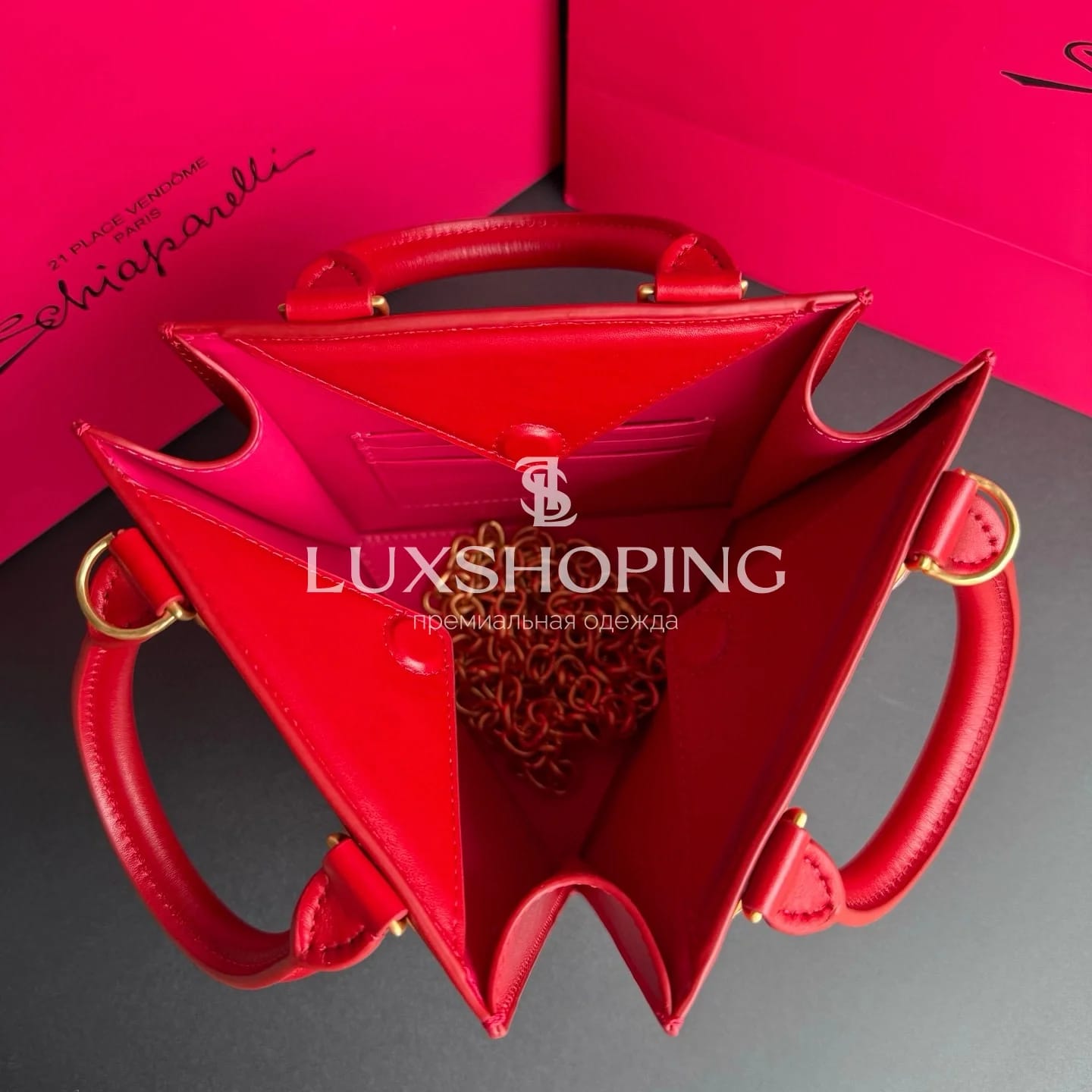 Сумка Maison Schiaparelli "Triple Anatomy"Красная 15*17*13см - фото 7
