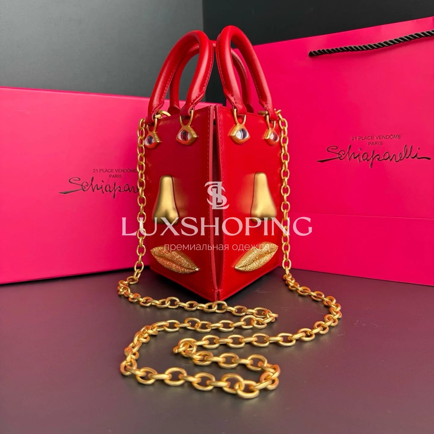 Сумка Maison Schiaparelli "Triple Anatomy"Красная 15*17*13см - фото 10