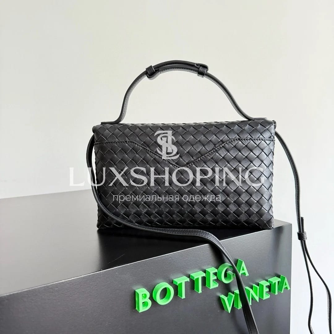 BOTTEGA VENETA | Сумка Knot Lock из плетеной кожи, черная - фото 5