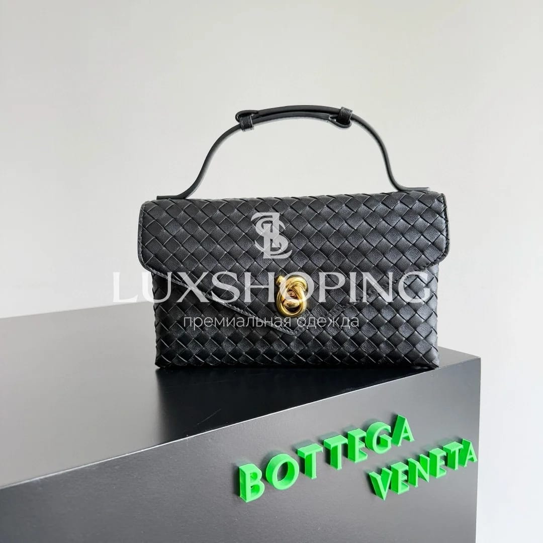 BOTTEGA VENETA | Сумка Knot Lock из плетеной кожи, черная - фото 6