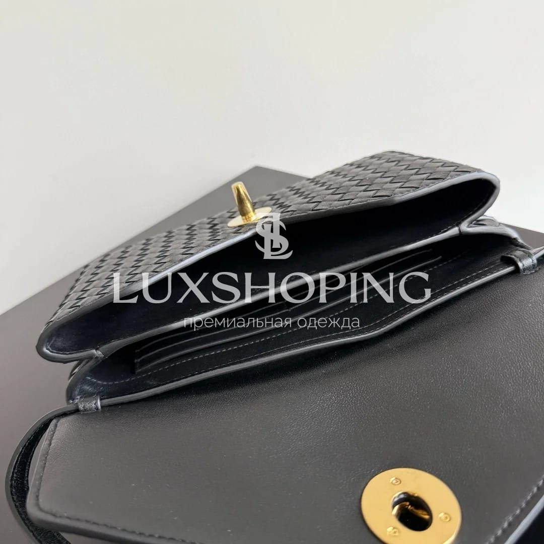 BOTTEGA VENETA | Сумка Knot Lock из плетеной кожи, черная - фото 10