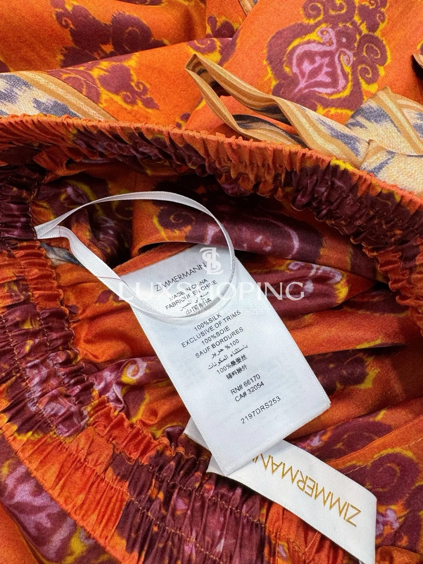 Комплект ZIMMERMANN из 100% шелка с восточными мотивами в насыщенных терракотово-бордовых оттенках - фото 11