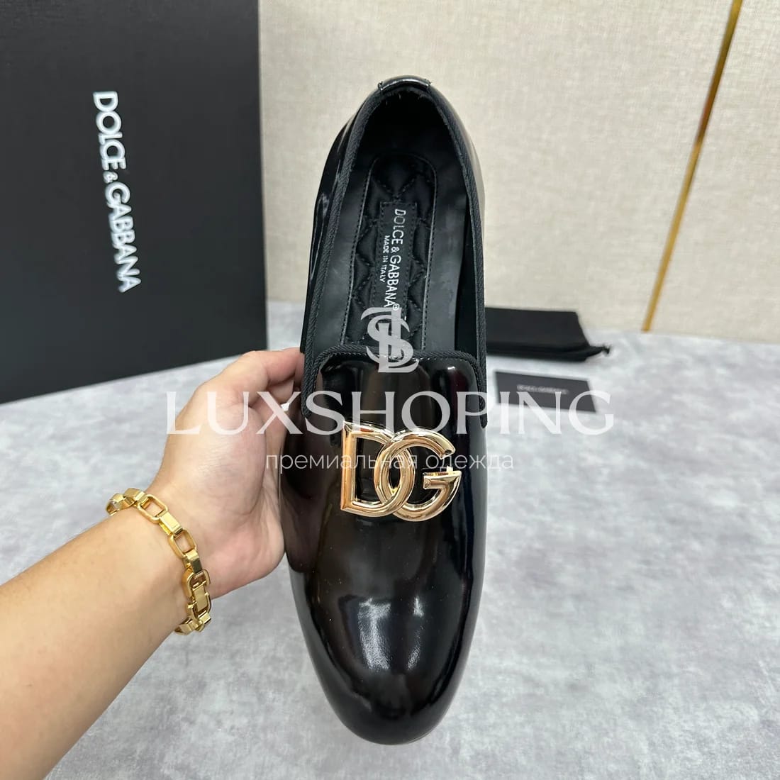 Лоферы Dolce &amp; Gabbana кожанные лаковые черные m5 - фото 4