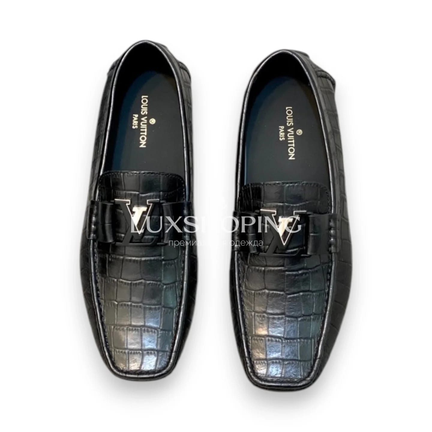 Чёрные мокасины Louis Vuitton крокодиловые m6