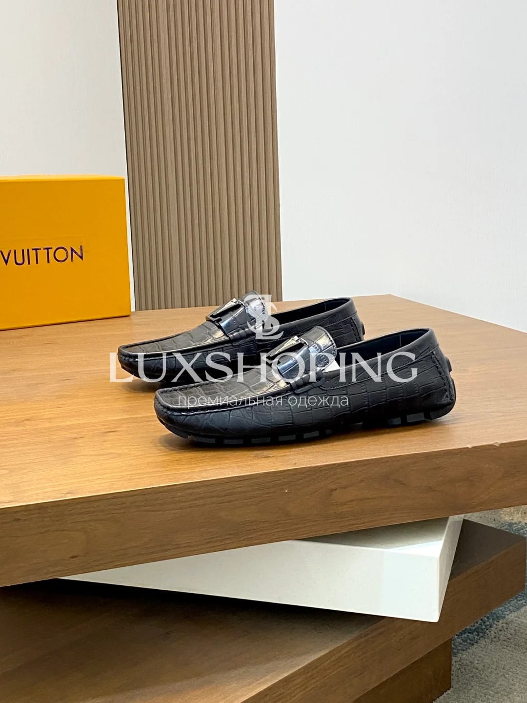 Чёрные мокасины Louis Vuitton крокодиловые m6 - фото 4
