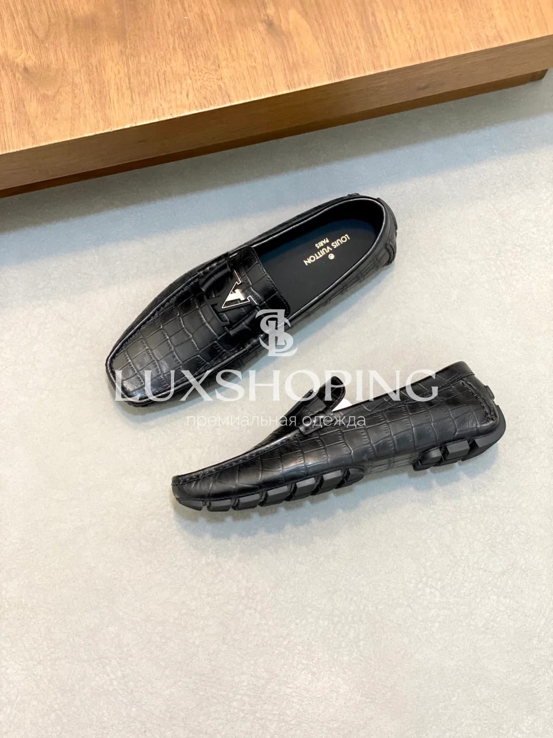 Чёрные мокасины Louis Vuitton крокодиловые m6 - фото 5