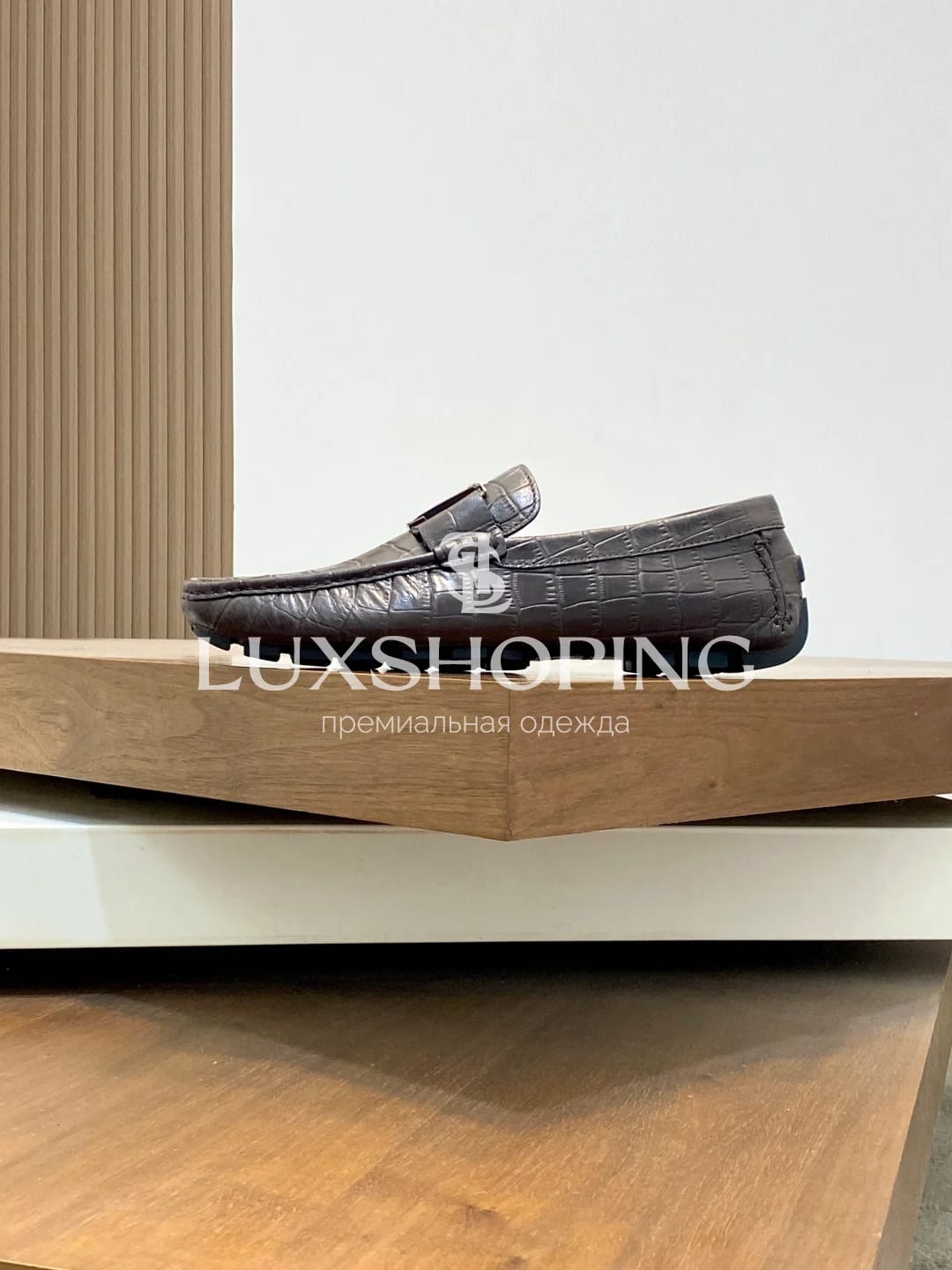 Коричневые мокасины Louis Vuitton крокодиловые m8 - фото 3