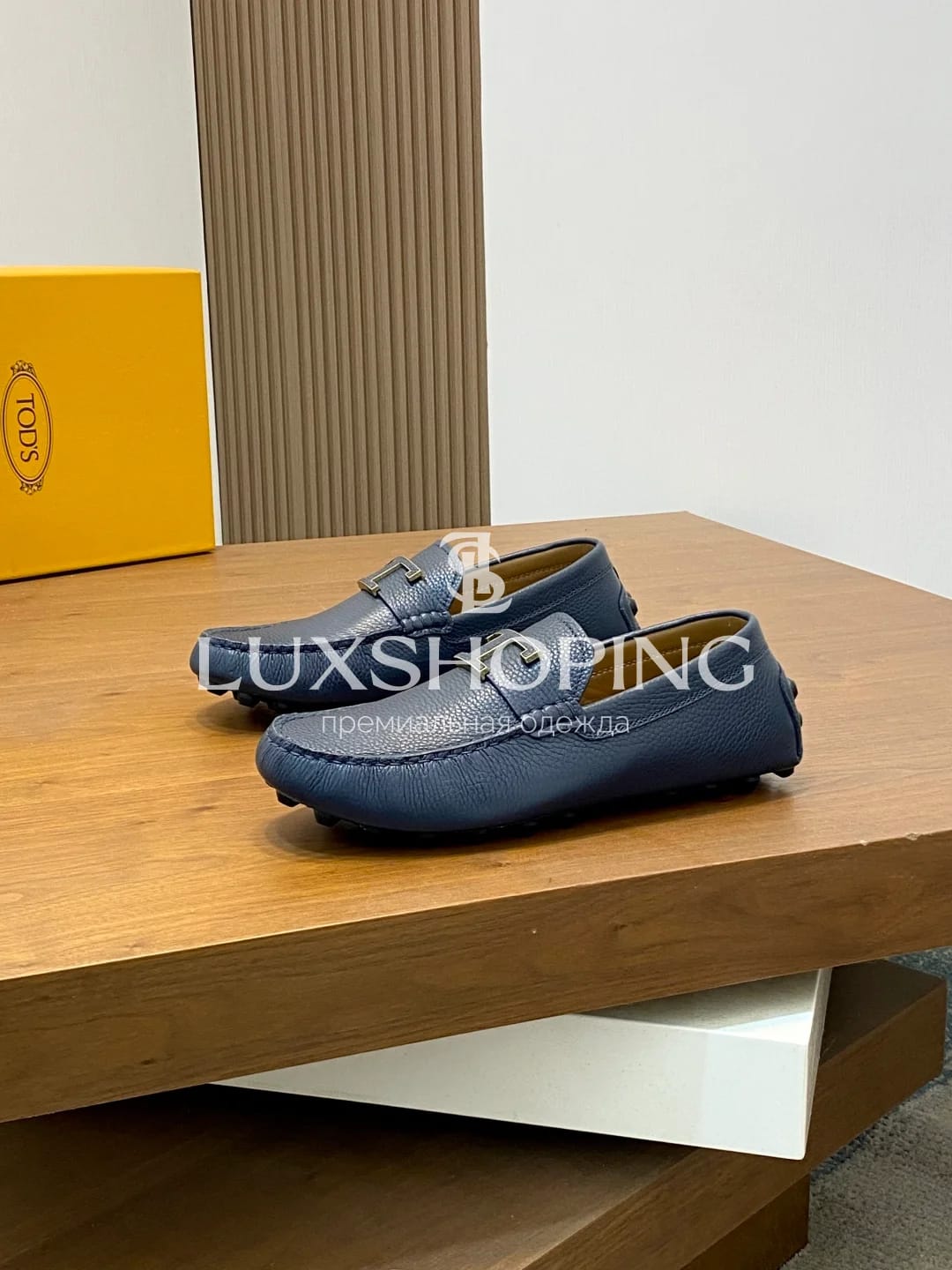 Мокасины Tods кожанные синие m11 - фото 4