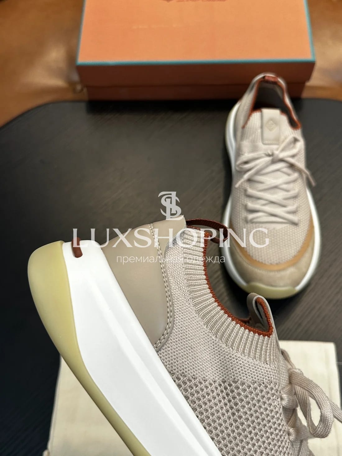 Бежевые кроссовки Loro Piana 410 Walk Wish - фото 5