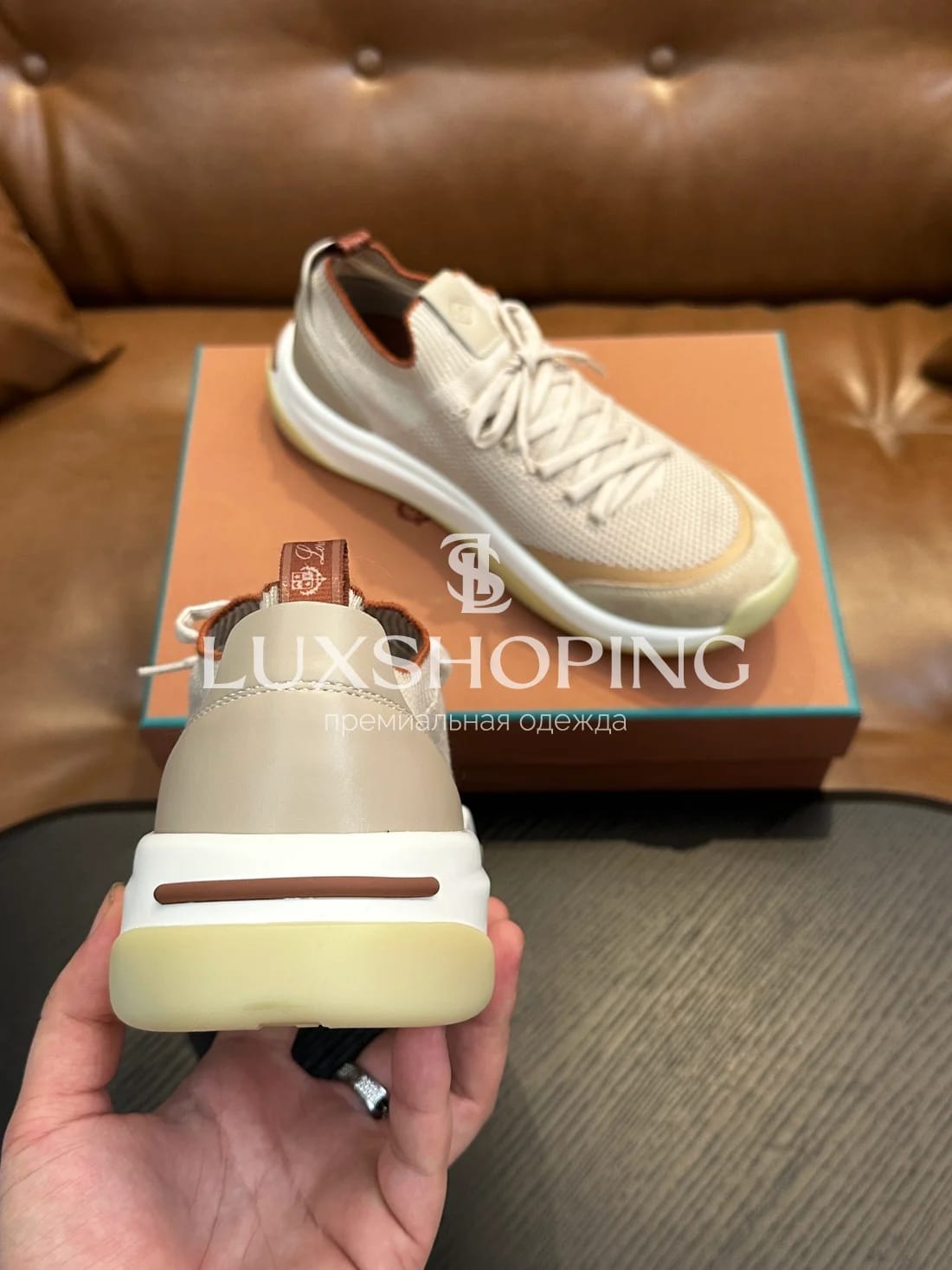 Бежевые кроссовки Loro Piana 410 Walk Wish - фото 6