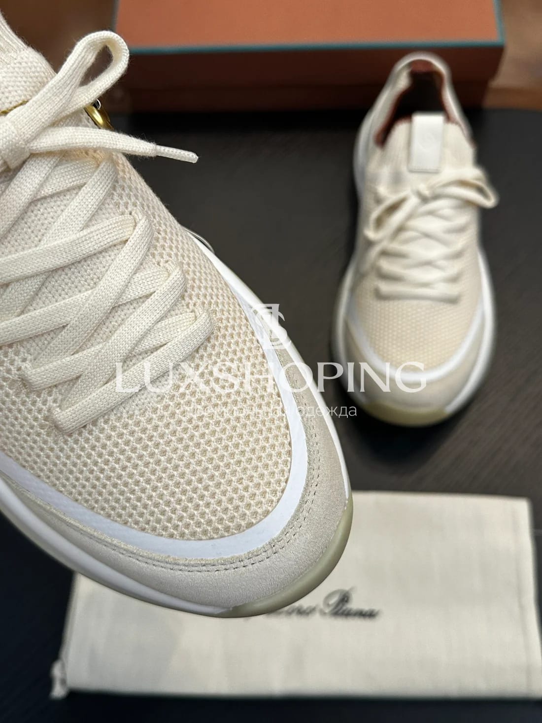 Молочные кроссовки Loro Piana 410 Walk Wish - фото 6