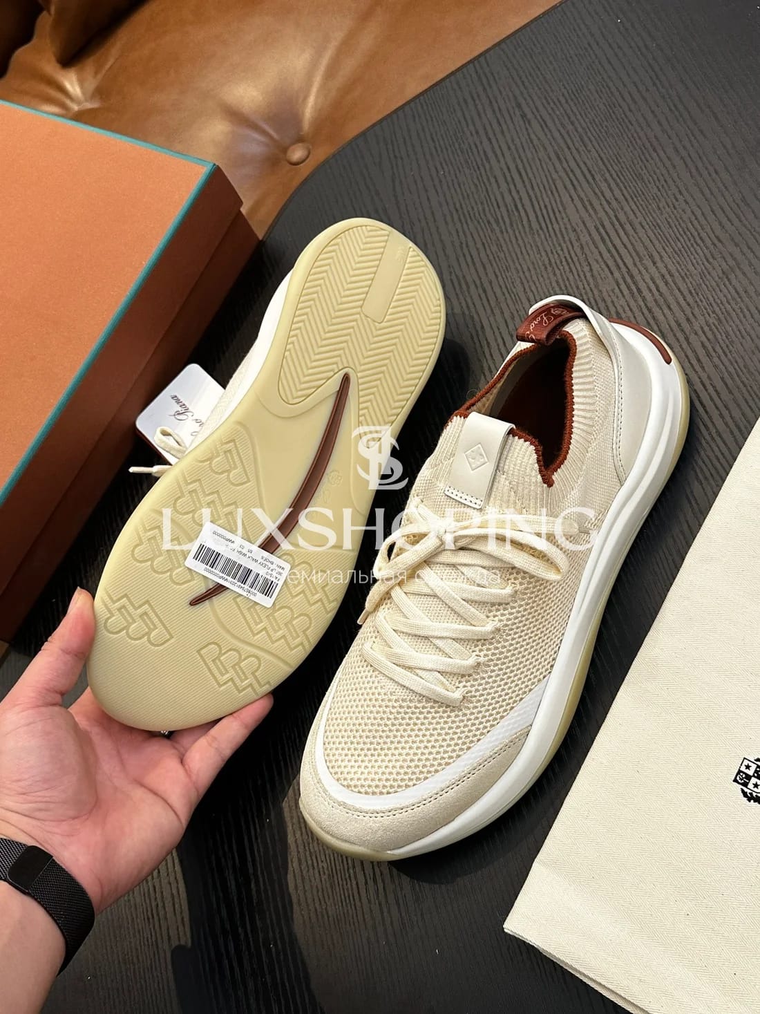 Молочные кроссовки Loro Piana 410 Walk Wish - фото 9