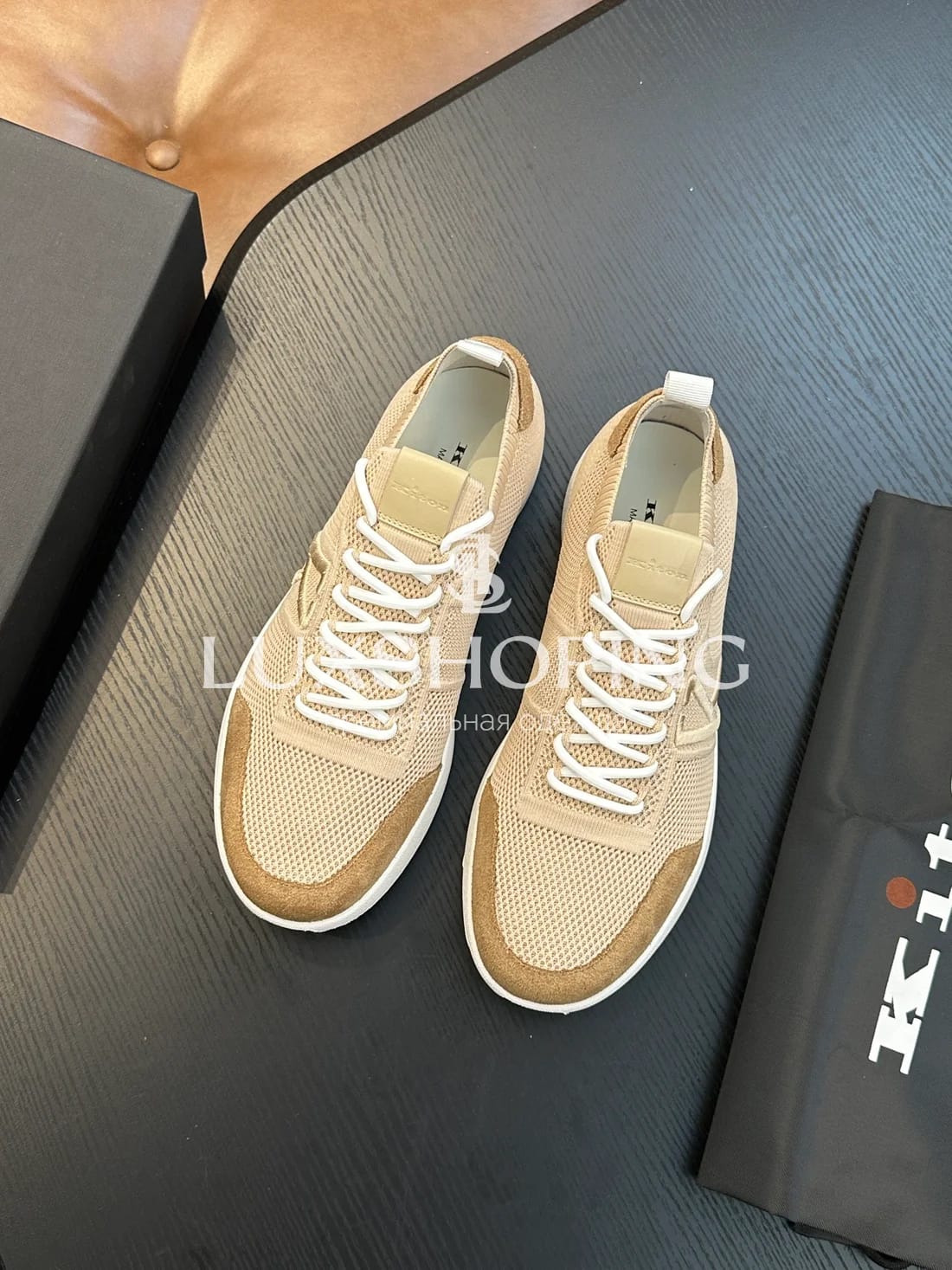 Бежевые кроссовки Kiton Mesh - фото 2