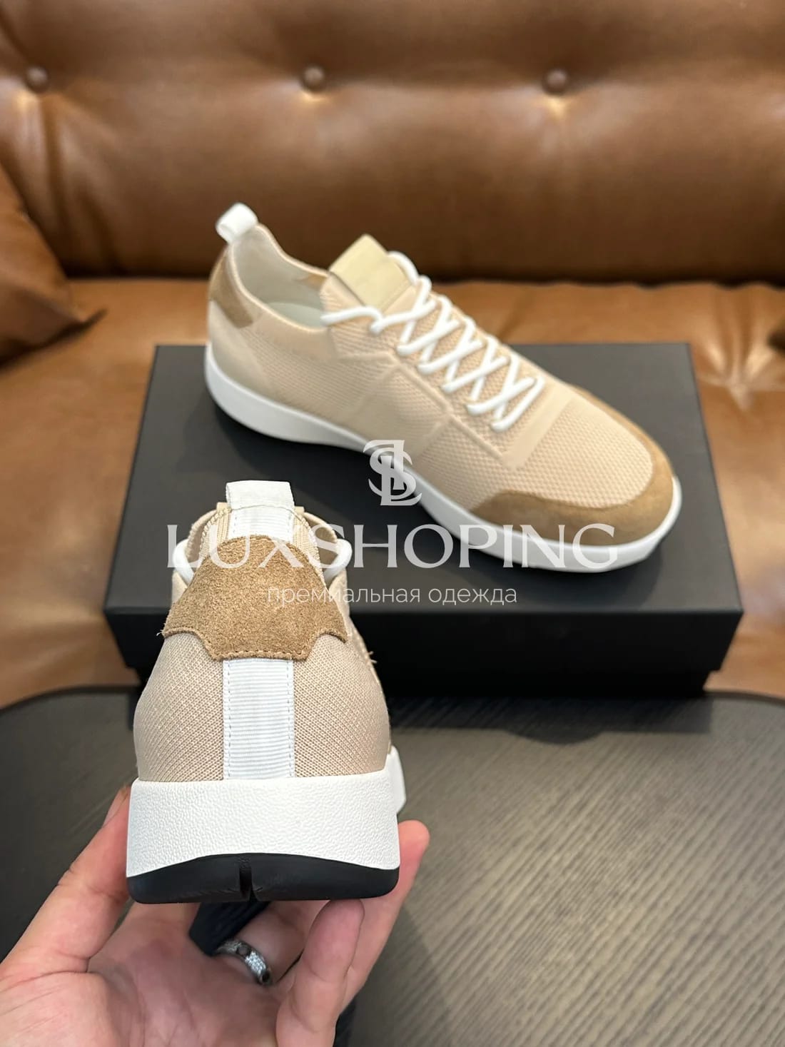 Бежевые кроссовки Kiton Mesh - фото 7