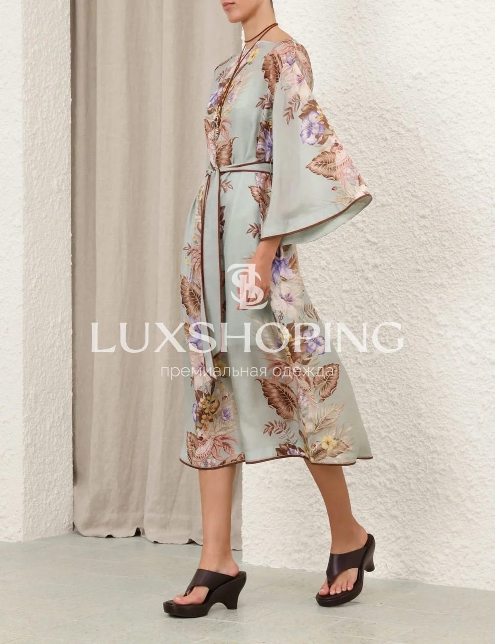 Zimmermann Платье-туника из шелка Coco в цвете Sage Multi Floral - фото 8