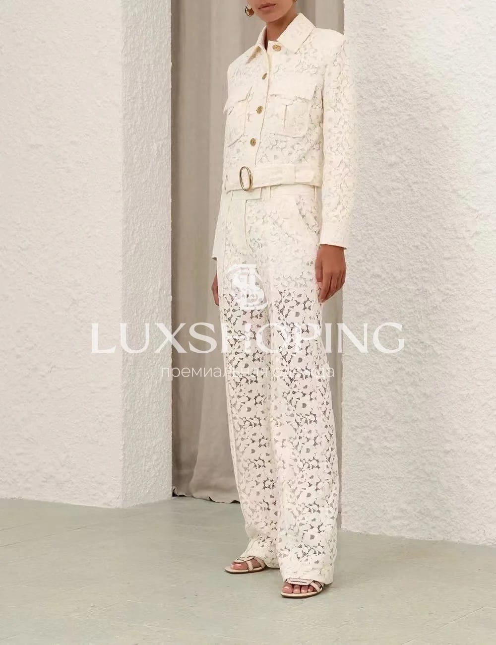 Комплект Zimmermann "Illuminate" из кружева: укороченный жакет и брюки - фото 3