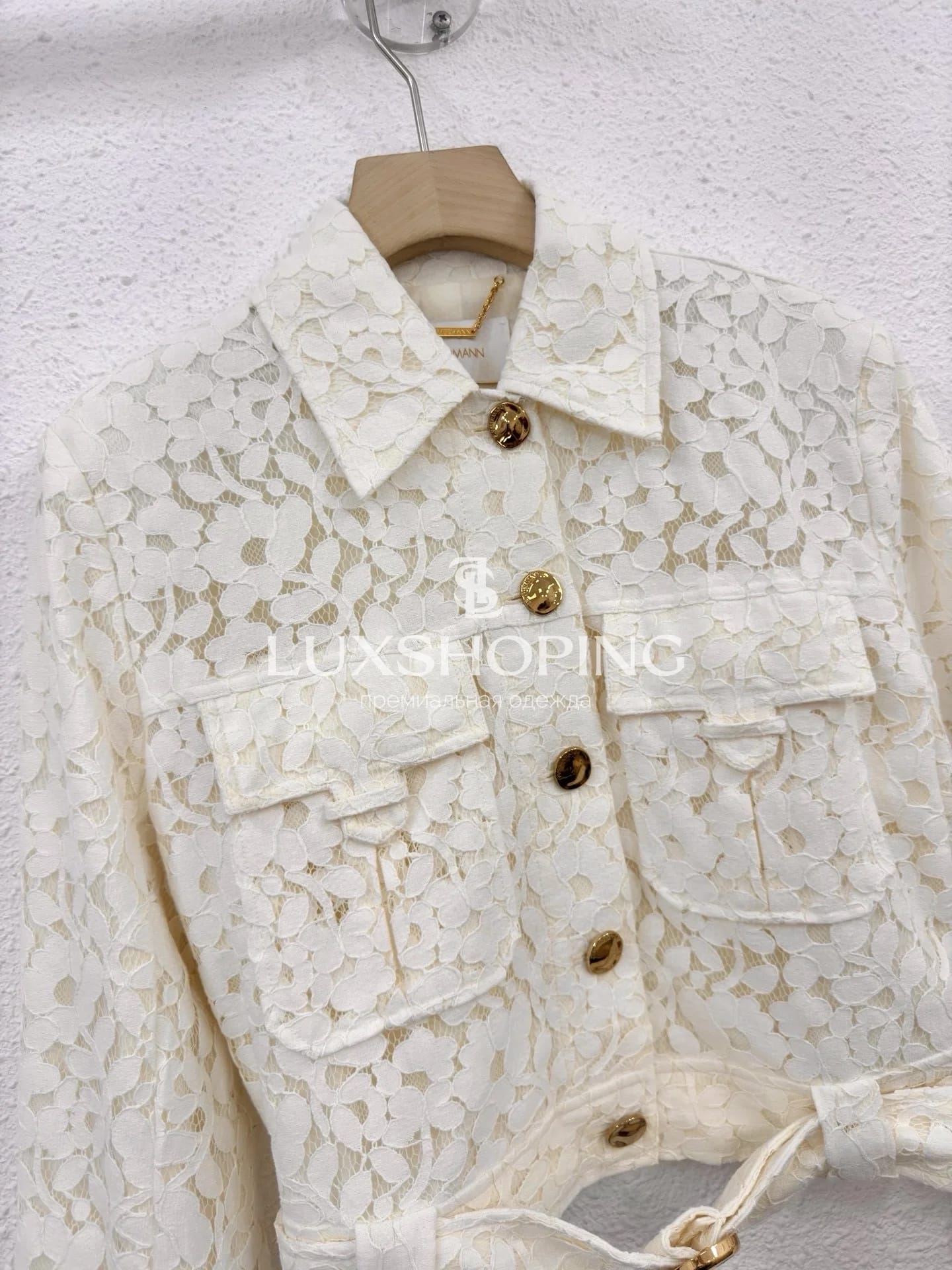 Комплект Zimmermann "Illuminate" из кружева: укороченный жакет и шорты - фото 11