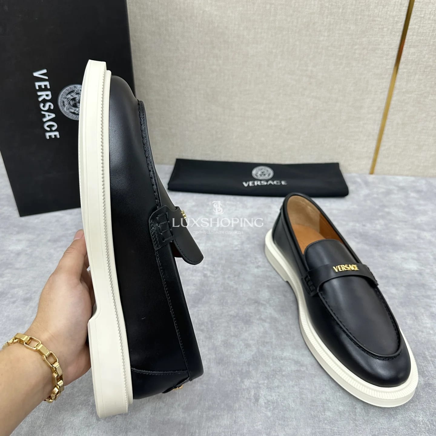 Чёрные лоферы Versace Greca - фото 2