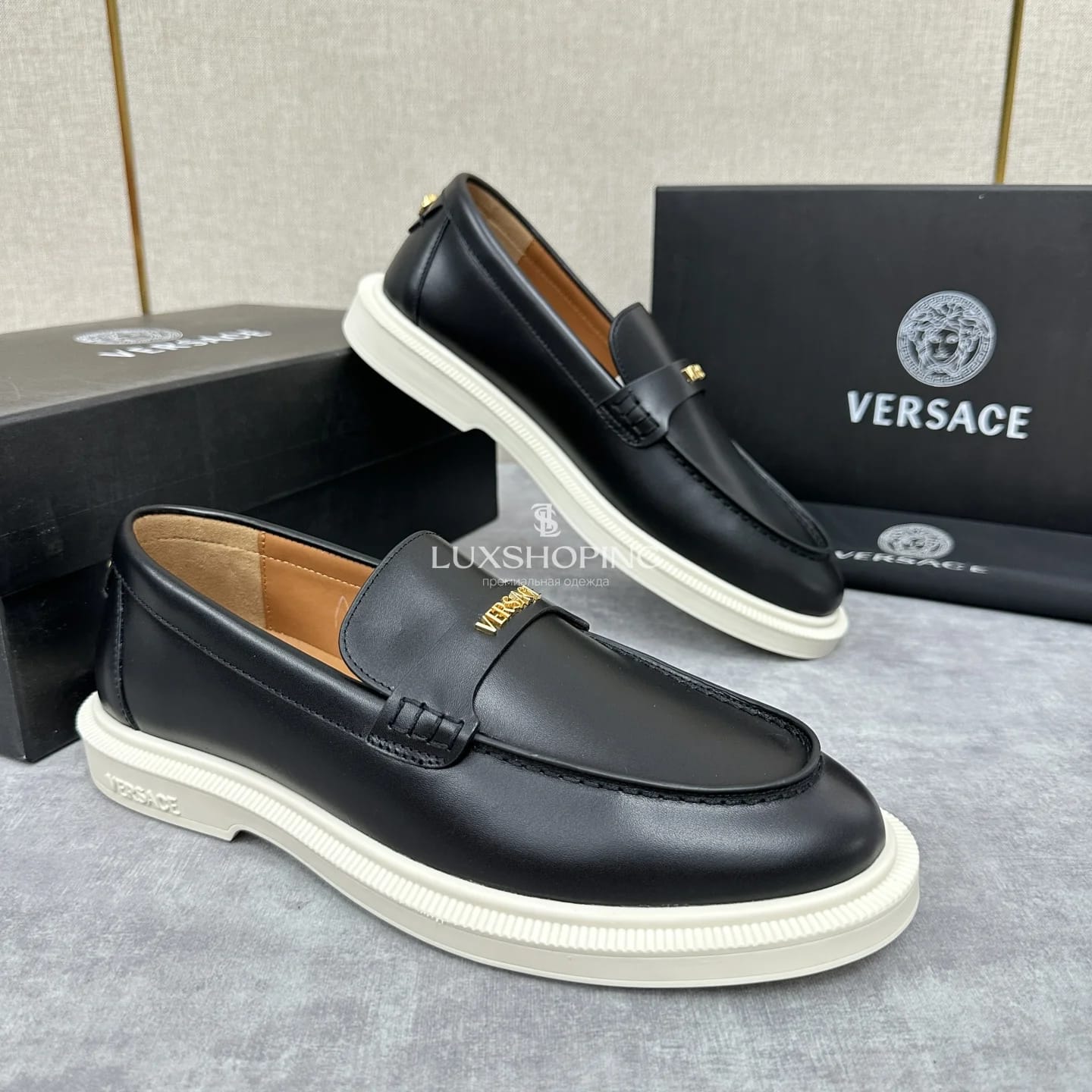 Чёрные лоферы Versace Greca - фото 4