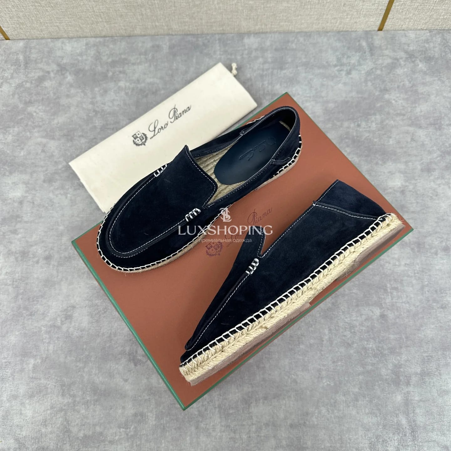 Темно синие эспадрильи Loro Piana Fisherman - фото 5