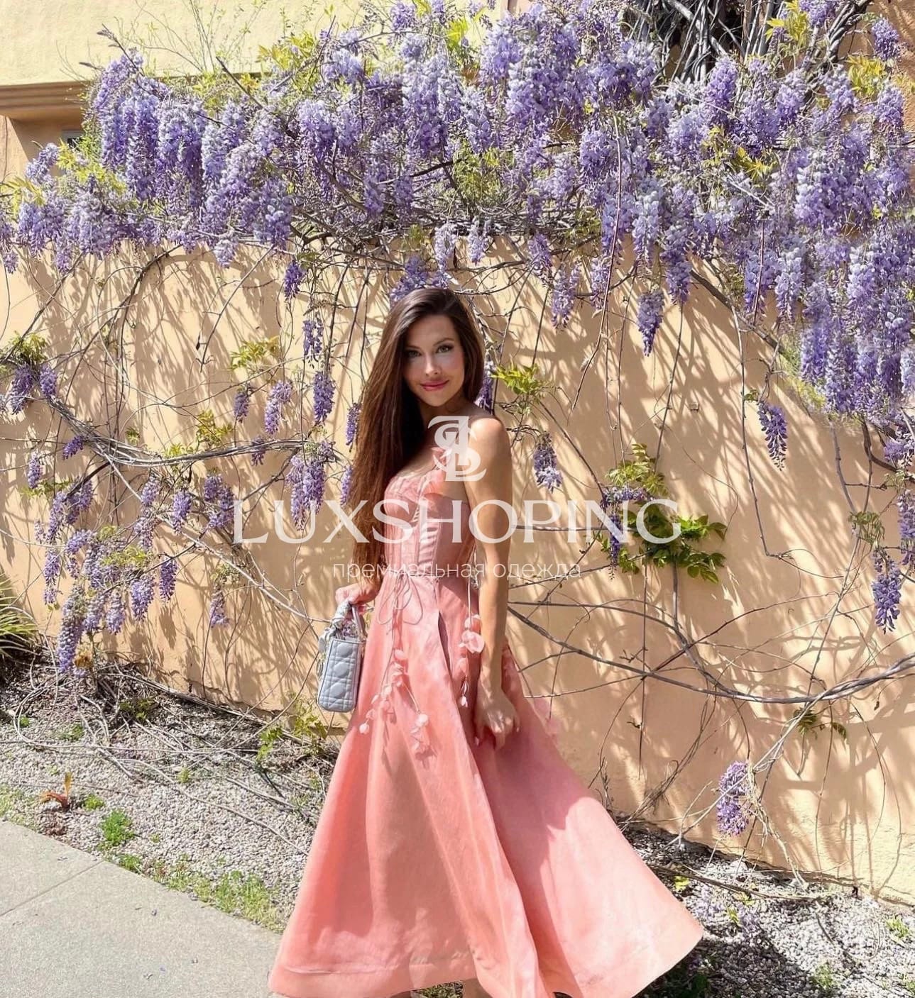 Платье Zimmermann "Natura Corset Dress" — персиковое миди из льна и шелка с корсетным лифом - фото 9