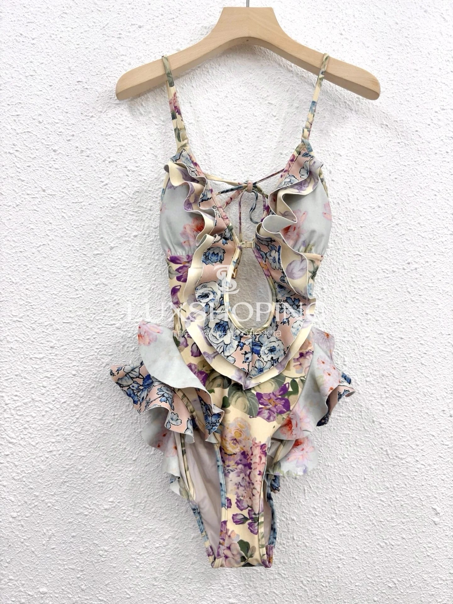 Слитный купальник Zimmermann "Halliday Waterfall Frill" — цветочный принт и воланы - фото 11