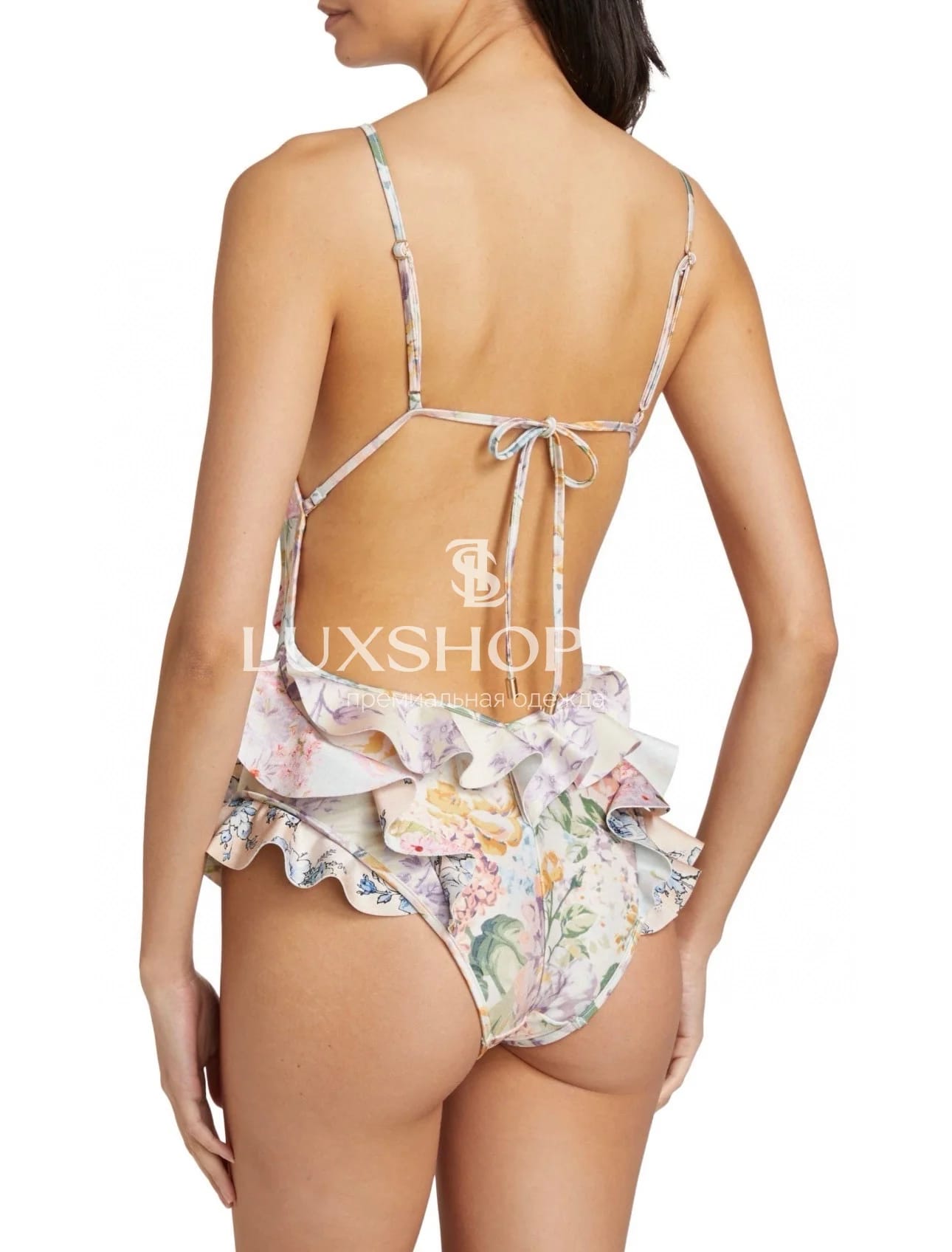 Слитный купальник Zimmermann "Halliday Waterfall Frill" — цветочный принт и воланы - фото 6