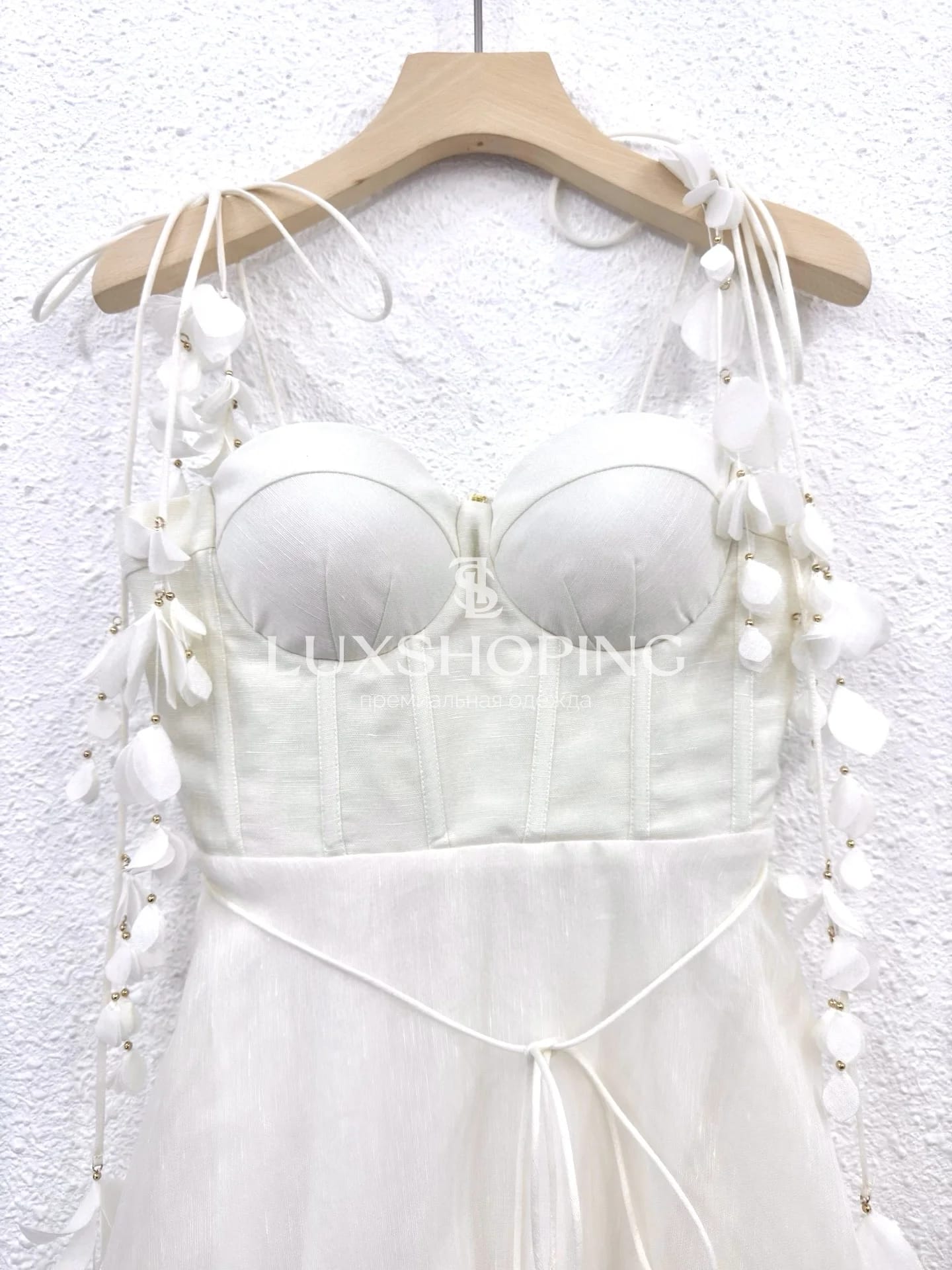 Платье Zimmermann "Natura Corset Dress" — белоснежное миди из льна и шелка с корсетным лифом - фото 11